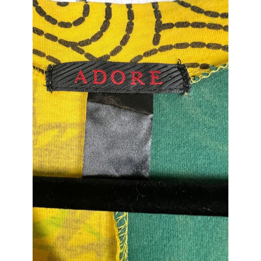 Adore Artsy Embellished Tunic Top Boho Y2K‎ Whimsigoth Yellow Green Cotton Small - Picture 3 of 8